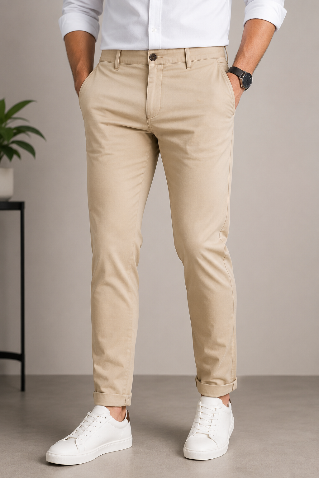Men's Beige Chino Trousers